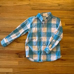 Crewcuts Blue and Pink Checked “Everyday” Long Sleeve Button Down, Size 4-5